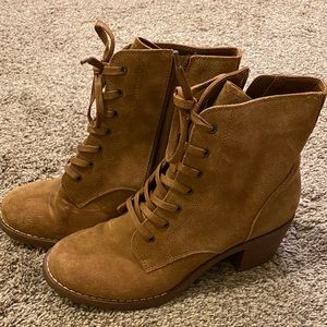 Brown-Tan Lace Heel Booties